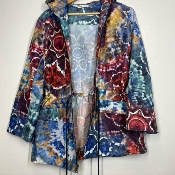 Alice‎ + Olivia Tie Dye Print Rain Jacket Multicolor Women Size Small - Picture 7 of 8